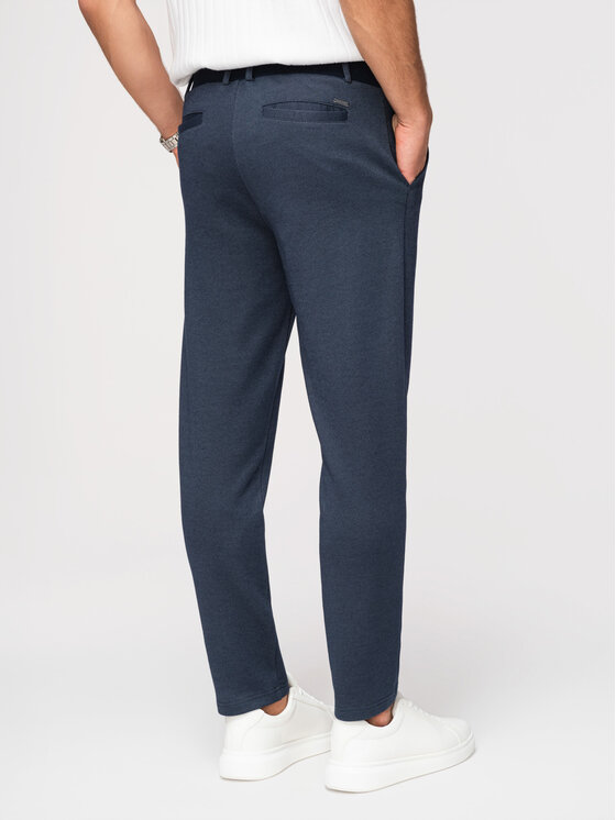 Ombre Ombre Spodnie materiałowe OM-PACP-0292 Granatowy Carrot Fit