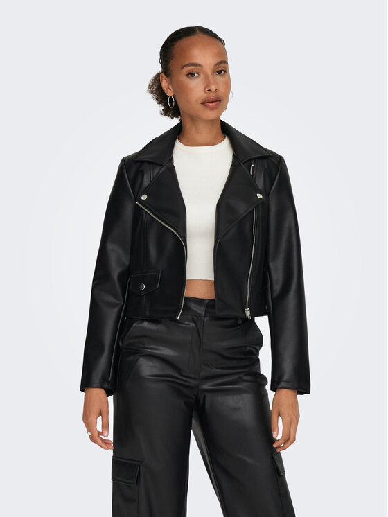 JDY JDY Jacke aus Kunstleder 15310269 Schwarz Regular Fit