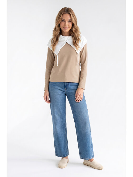 FIGL FIGL Bluza M1365 Beżowy Regular Fit