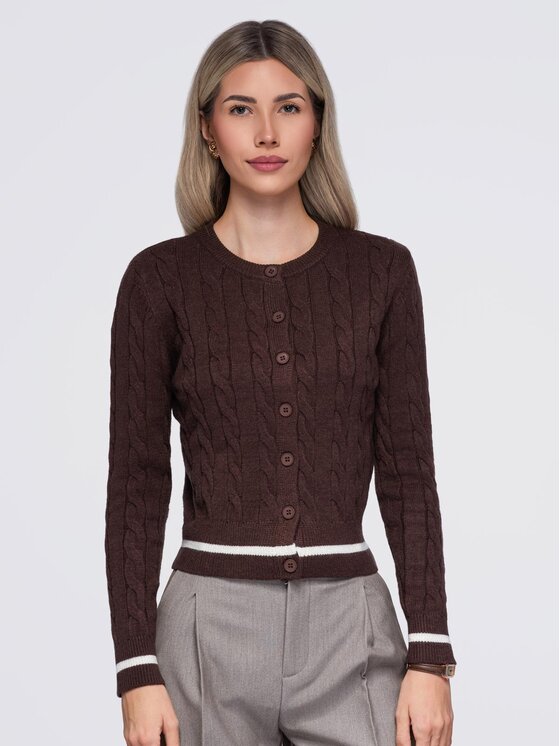 Ombre Ombre Svetr OW-SW-E0028 Hnědá Slim Fit