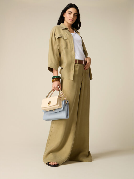 Oltre Oltre Pantaloni di tessuto P00PR009198N025 Verde Baggy Fit