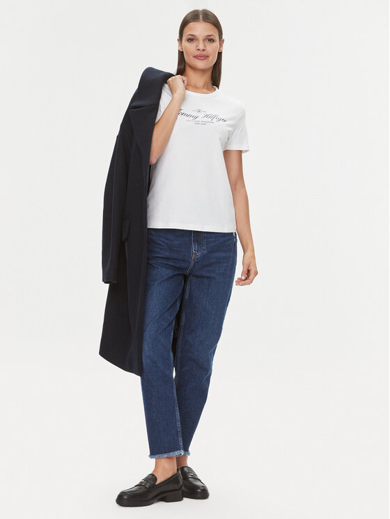 Tommy Hilfiger Tommy Hilfiger Тишърт WW0WW40526 Бял Slim Fit