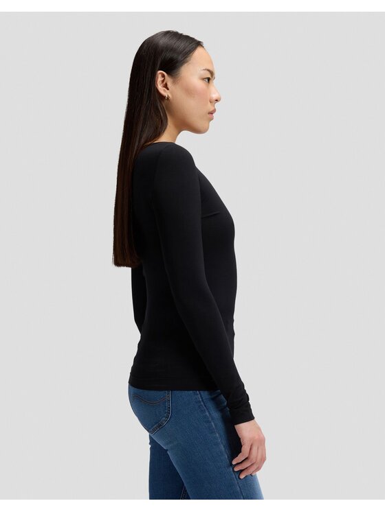 Lee Lee T-Shirt LS BOAT NECK TEE Czarny Slim Fit