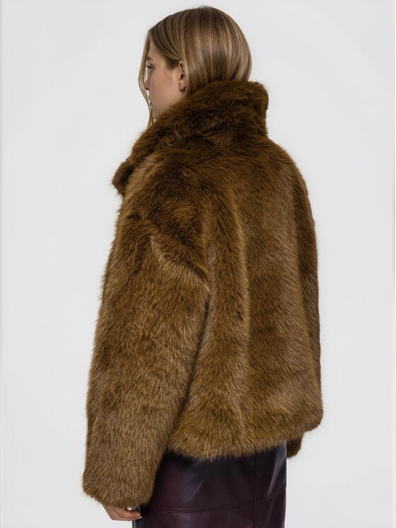 Ombre Ombre Kožešina OW-FR-E0002 Khaki Relaxed Fit