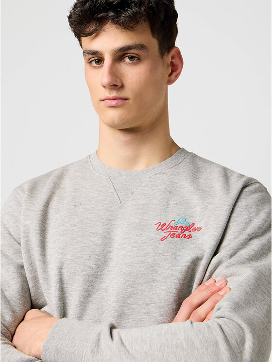 Wrangler Wrangler Felpa SMALL GRAPHIC CREW MID Grigio Regular Fit