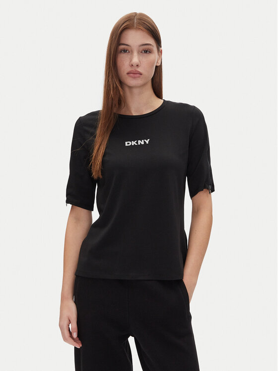 DKNY Tričko P4JHBRJQ Čierna Regular Fit