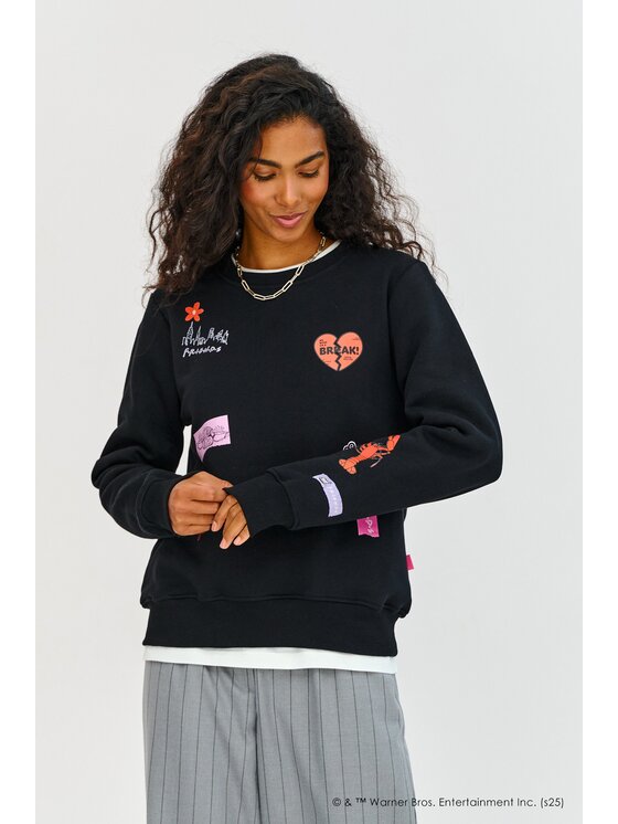 NAOKO Mikina Friends Čierna Regular Fit