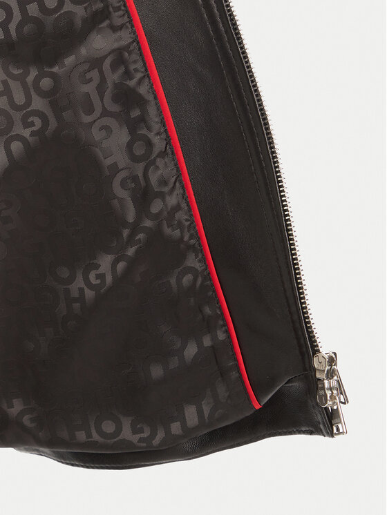 HUGO HUGO Kožená bunda Lasari 50541262 Černá Regular Fit