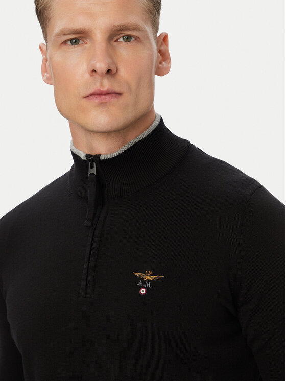 Aeronautica Militare Aeronautica Militare Pulover 262MA1670UL00506 Negru Regular Fit