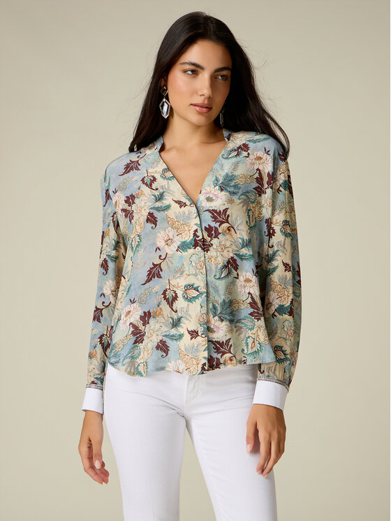 Oltre Oltre Koszula 5045J100981N001 Turkusowy Regular Fit
