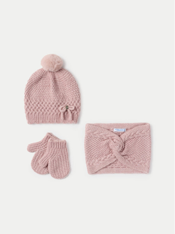 Mayoral Mayoral Completo cappello, scaldacollo e guanti 10769 Rosa