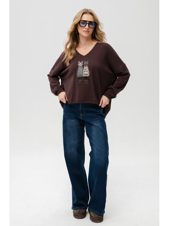 blue shadow blue shadow Sweter Kety Brązowy Regular Fit