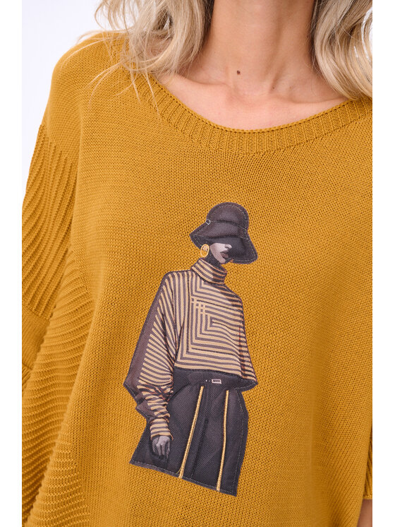 blue shadow blue shadow Sweter Likola Pomarańczowy Regular Fit
