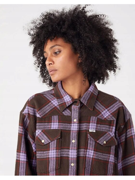 Wrangler Wrangler Sukienka koszulowa Mini Dress Brązowy Basic Fit