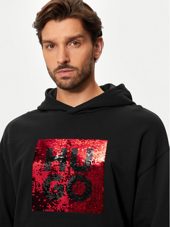 HUGO Hugo Majica dugih rukava Deseqino 50521506 Crna Relaxed Fit
