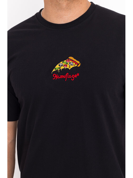 Kamuflage Kamuflage T-Shirt Pizza Flip Czarny Relaxed Fit