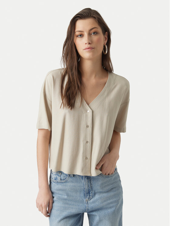 Vero Moda Bluzka Jesmilo 10279696 Beżowy jasny Regular Fit