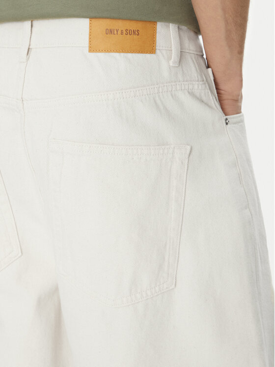 Only & Sons Only & Sons Szorty jeansowe Carl 22034145 Écru Balloon Fit