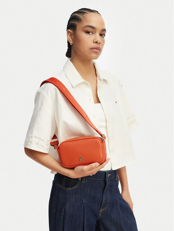 Tommy Hilfiger Geantă Th Logotape Camera Bag AW0AW18741 Portocaliu