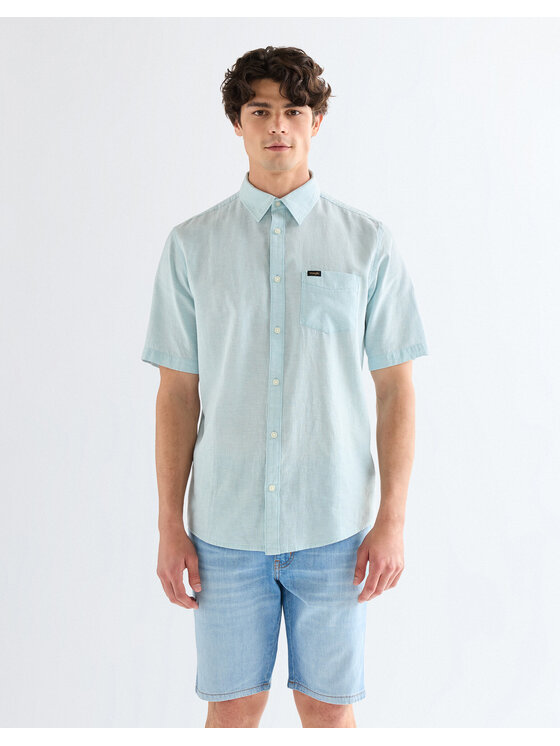 Wrangler Wrangler Koszula SS 1 PKT SHIRT Niebieski Regular Fit