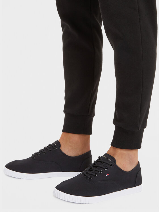 Tommy Hilfiger Tommy Hilfiger Teniși Canvas Lace Up Sneaker FW0FW07805 Negru
