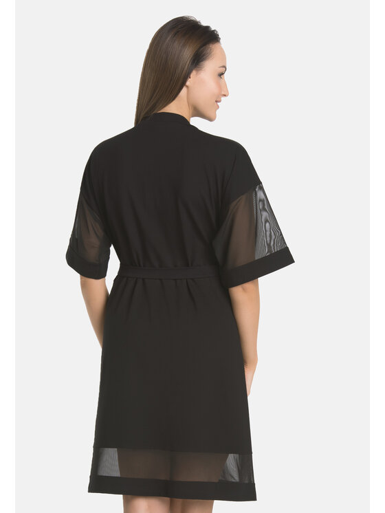 Teyli Teyli Szlafrok damski Betti Czarny Standard Fit