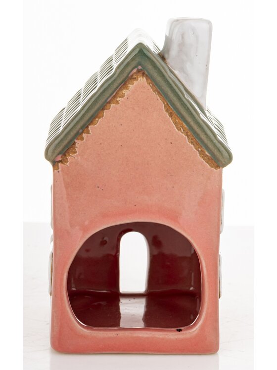 MIAhome MIAhome Lampion Ceramiczny domek GILLI-3 na tea-lighty Czerwony