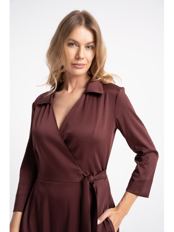 CLICK CLICK Sukienka codzienna 60-6037 Bordowy Relaxed Fit