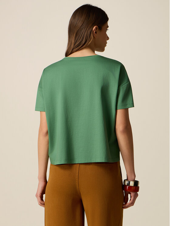 Oltre Oltre T-Shirt G007J004362N015 Zielony Boxy Fit