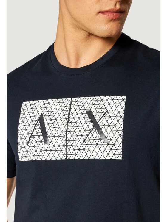 Armani Exchange Armani Exchange T-Shirt RUBBER LOGO Niebieski Shirt Fit