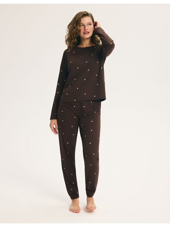 Esotiq Esotiq Piżama 46255 Brązowy Regular Fit