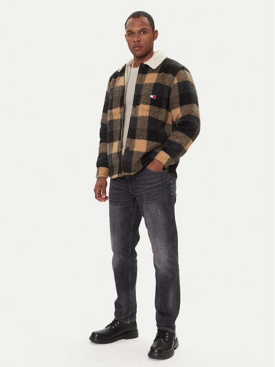 Tommy Jeans Tommy Jeans Prehodna jakna Check Teddy DM0DM22010 Bež Regular Fit