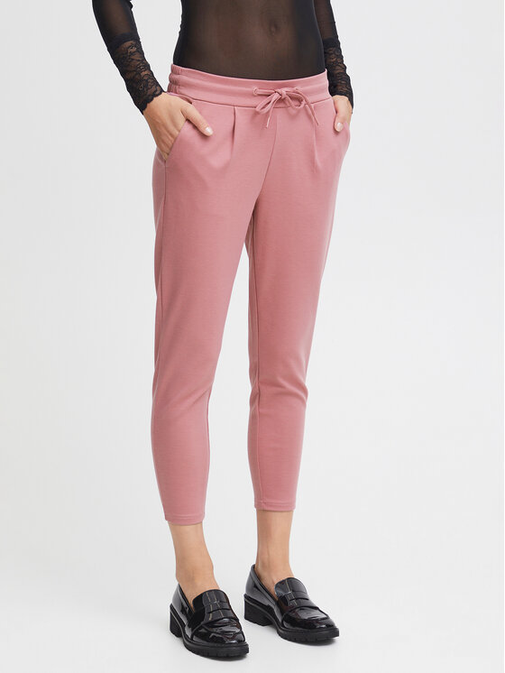 ICHI ICHI Medžiaginės kelnės 20104757 Rožinė Slim Fit