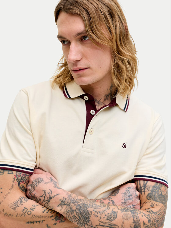 Jack & Jones Jack & Jones Polo marškinėliai Paulos 12136668 Kreminė Regular Fit