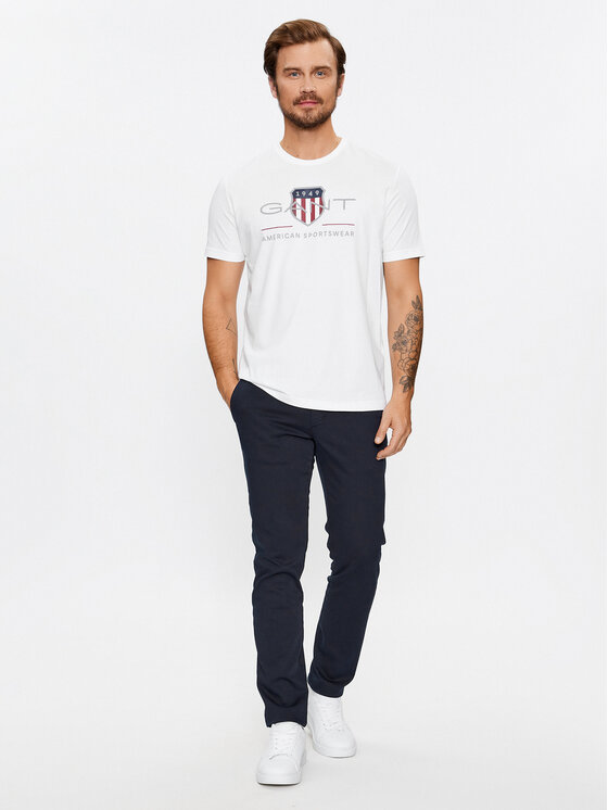 Gant Gant T-Shirt Reg Archive Shield Ss 2003199 Biały Regular Fit