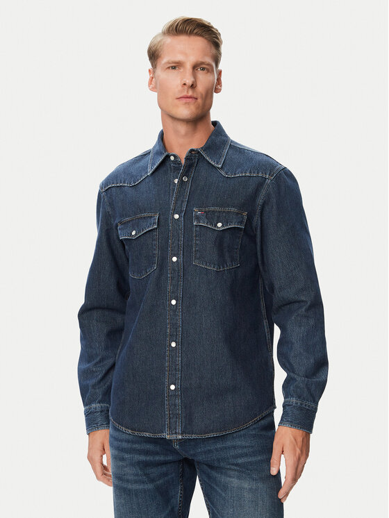 Tommy Jeans Tommy Jeans džinsiniai marškiniai Western DM0DM23697 Tamsiai mėlyna Regular Fit