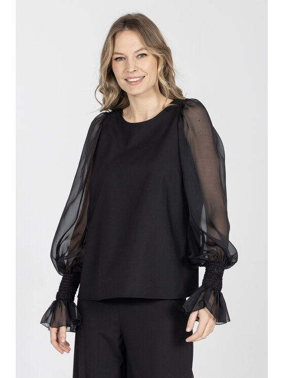 Deni Cler Milano Deni Cler Milano Bluzka W-DC-1433-F2-G2-90-1 Czarny Regular Fit