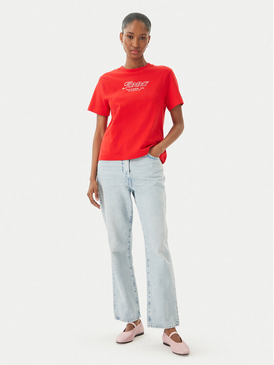 Tommy Hilfiger Tommy Hilfiger T-shirt Logo Interlock WW0WW48707 Crvena Regular Fit