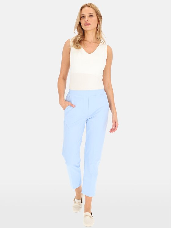 Perso Perso Dámské kalhoty PTE242402F Světle modrá Fitted Fit