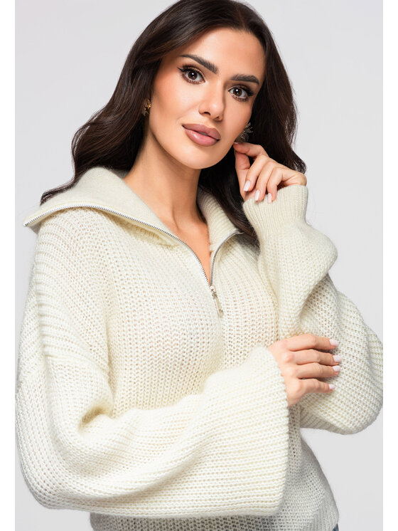 Ombre Ombre Sweter LW-SWSW-0118 Écru Regular Fit
