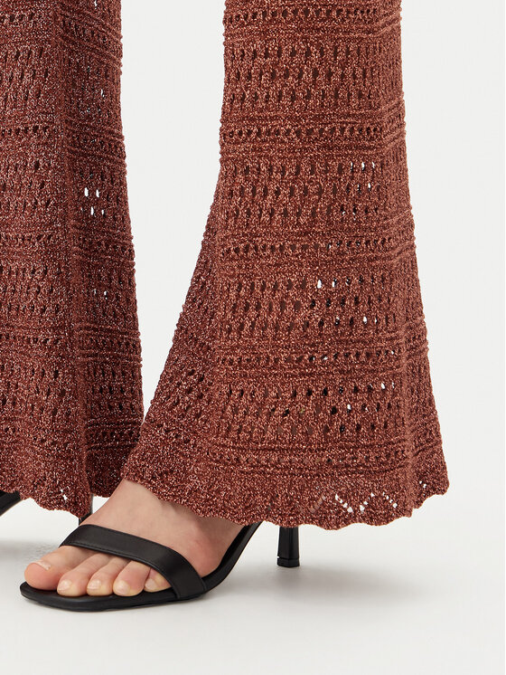 TWINSET TWINSET Pletene hlače 251TT3196 Rjava Wide Leg