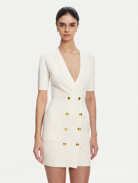 Elisabetta Franchi Elisabetta Franchi Kötött ruha AM-66S-51E2 Fehér Regular Fit