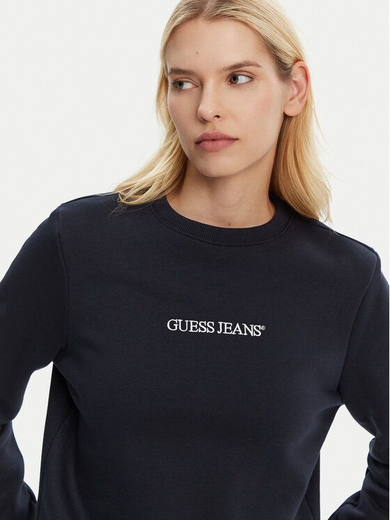 Guess Jeans Guess Jeans Felpa W4YQ10 KC811 Blu scuro Regular Fit