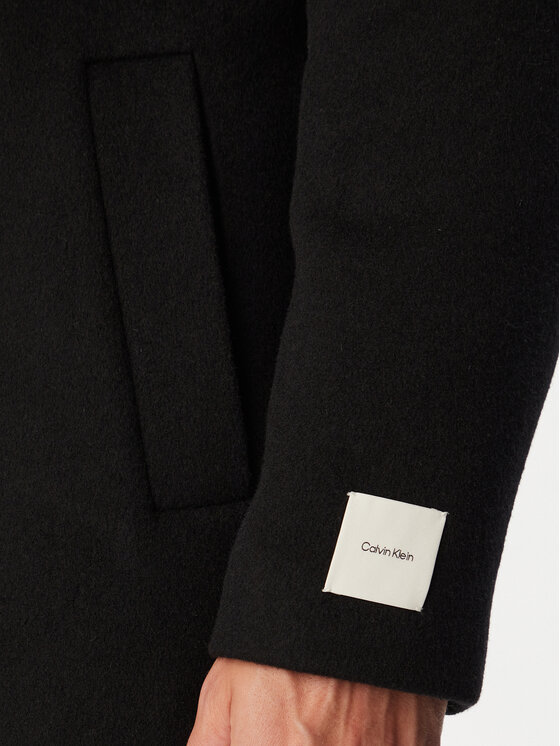 Calvin Klein Calvin Klein Płaszcz wełniany LV04LH444G Czarny Regular Fit