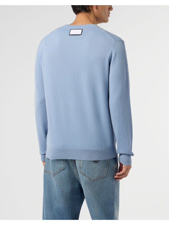 PHILIPP PLEIN PHILIPP PLEIN Sweter 29047 Niebieski jasny Regular Fit