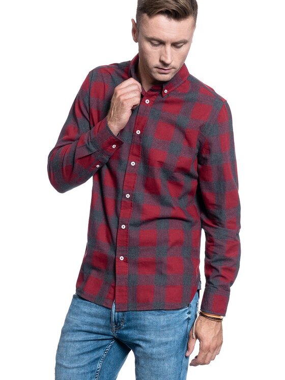Mustang Mustang Camicia CASPER MG FLANNEL Rosso Regular Fit