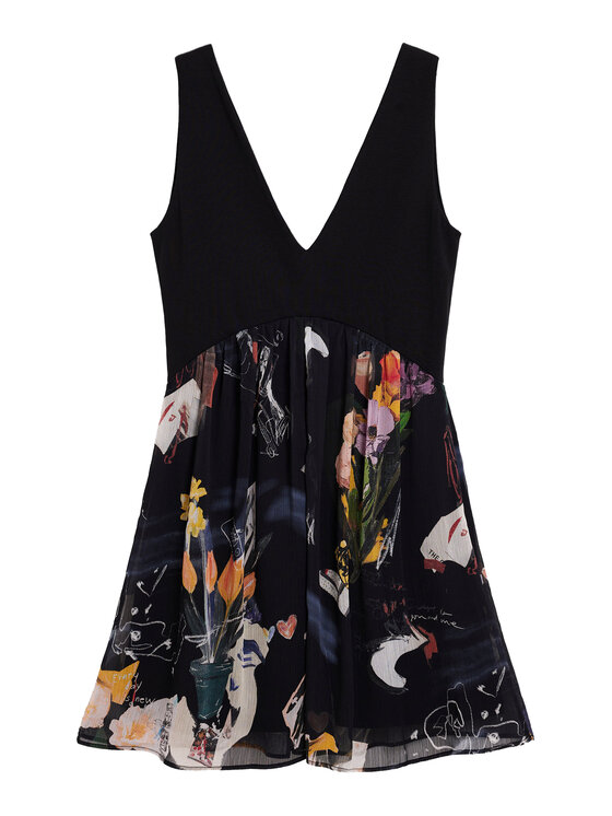 Desigual Desigual Nyári ruha Uve 26SWVW47 Fekete Regular Fit