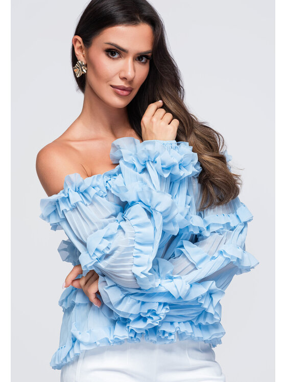Ombre Ombre Bluzka OW-TS-E0081 Niebieski Loose Fit