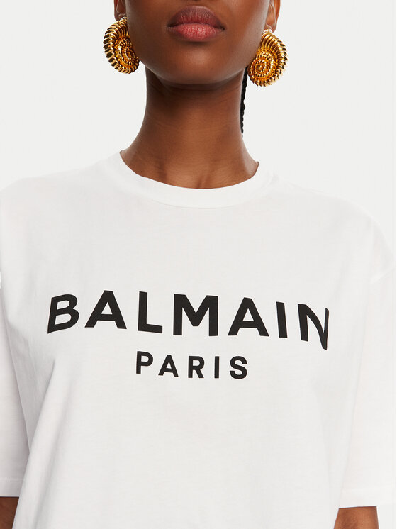 Balmain Balmain T-krekls BF1EE020BB02 Balts Relaxed Fit