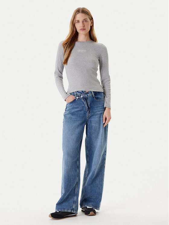 Guess Jeans Guess Jeans Blúzka W5YP38 KA0H1 Sivá Slim Fit